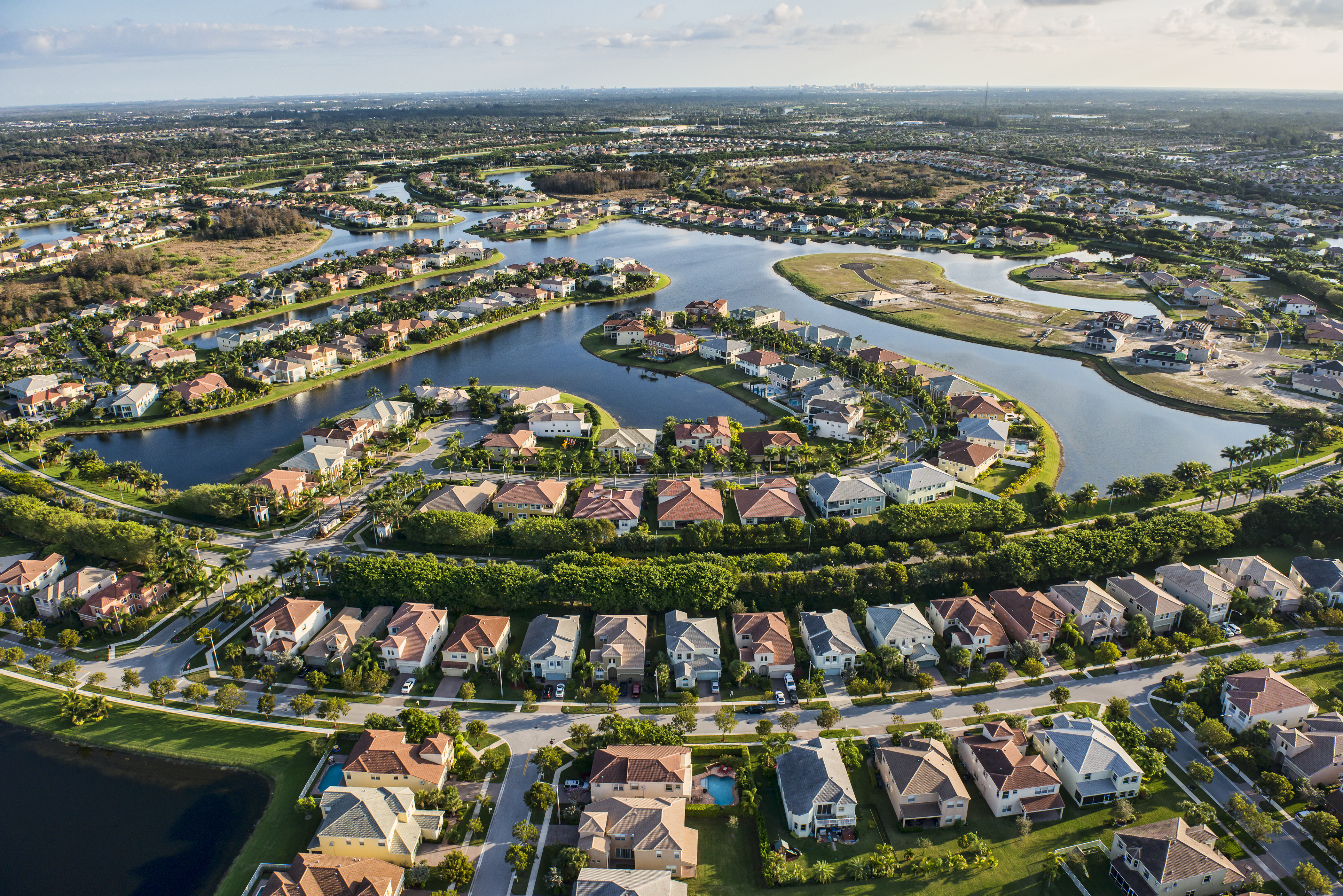 Aerial view of neighborhood